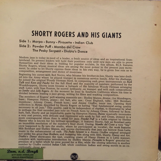 Shorty Rogers And His Giants : Shorty Rogers And His Giants (7", EP, Mono)