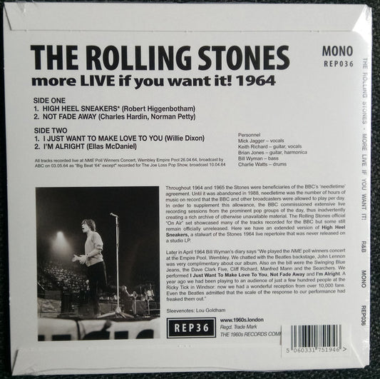 The Rolling Stones : More Live If You Want It! 1964 (7", EP, Mono, Unofficial)
