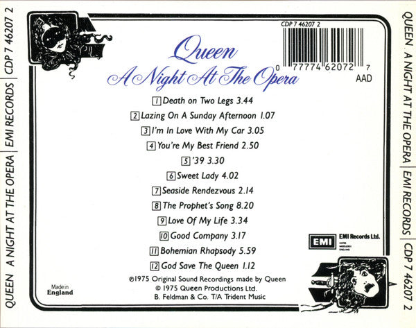 Queen : A Night At The Opera (CD, Album, RE)