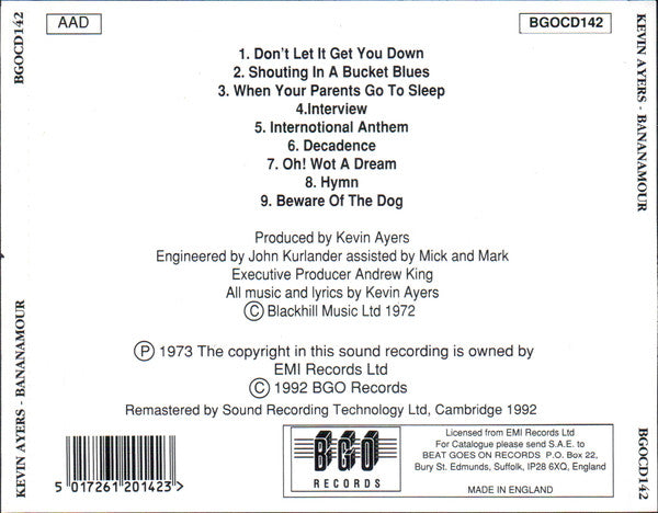 Kevin Ayers : Bananamour (CD, Album, RE, RM)