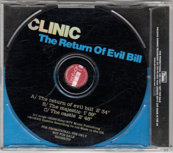 Clinic : The Return Of Evil Bill (CD, Single, Promo)