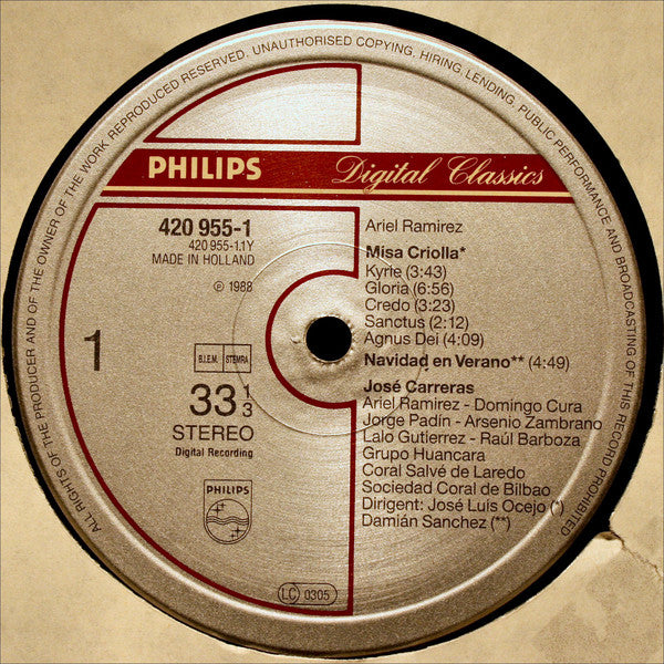 Ariel Ramirez - José Carreras : Misa Criolla • Navidad Nuestra (LP, Album)