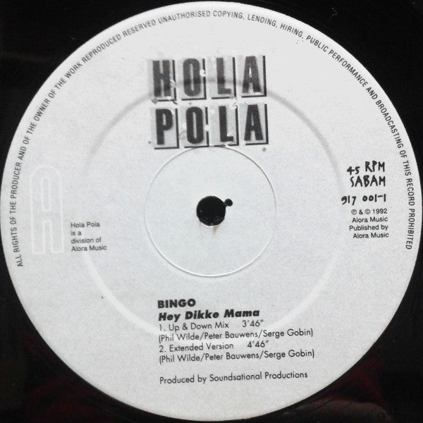Bingo! : Hey Dikke Mama (12")