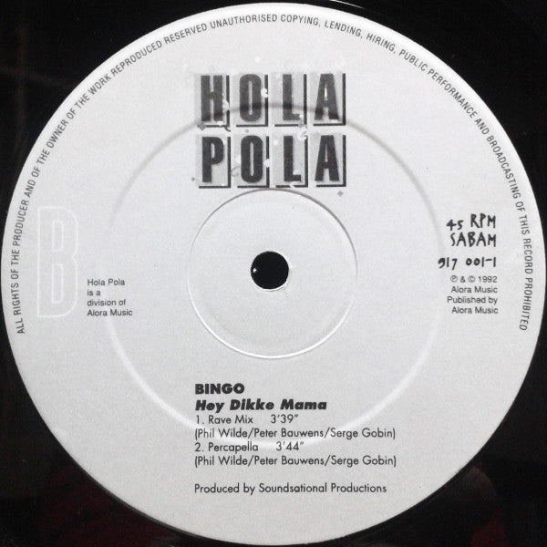 Bingo! : Hey Dikke Mama (12")