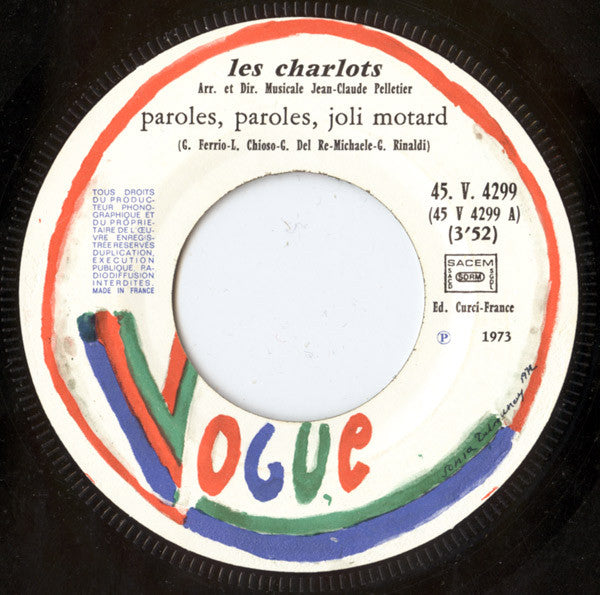 Les Charlots : Paroles, Paroles, Joli Motard (7", Single)