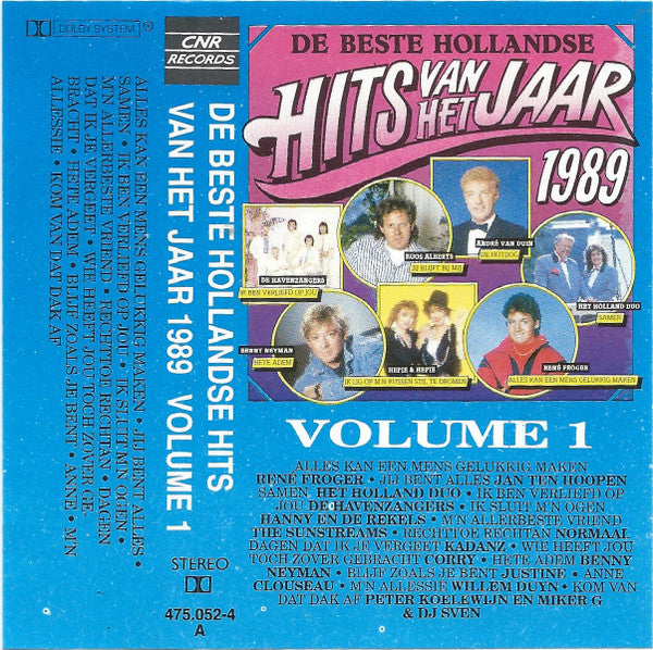 Various : De Beste Hollandse Hits Van Het Jaar 1989 - Volume 1 (Cass, Comp)