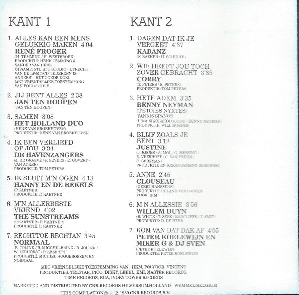 Various : De Beste Hollandse Hits Van Het Jaar 1989 - Volume 1 (Cass, Comp)