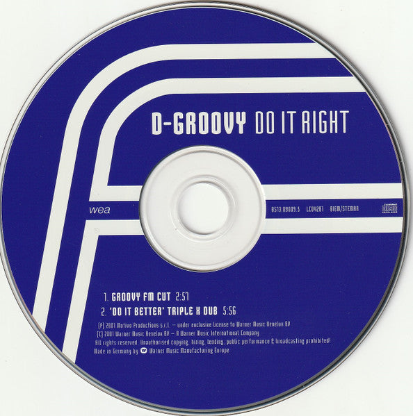 D-Groovy : Do It Right (CD, Single, Car)