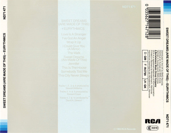Eurythmics : Sweet Dreams (Are Made Of This) (CD, Album, RE, PDO)