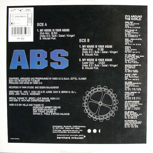 ABS : My House Is Your House (12", Maxi)