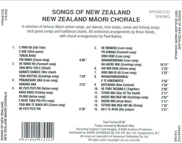 The New Zealand Maori Chorale : Songs Of New Zealand (CD, Album)