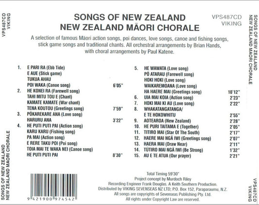 The New Zealand Maori Chorale : Songs Of New Zealand (CD, Album)