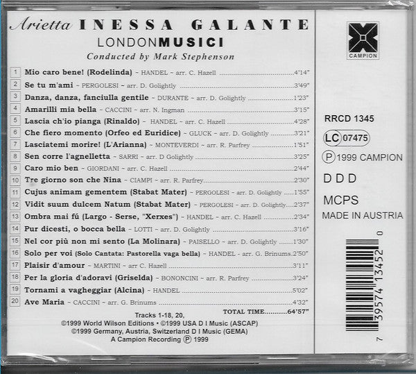 Inese Galante, London Musici, Mark Stephenson (3) : Arietta (CD, Album)