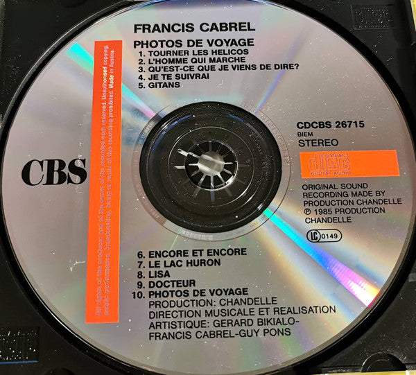 Francis Cabrel : Photos De Voyages (CD, Album, RE)