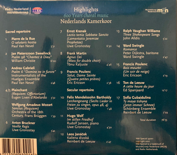 Nederlands Kamerkoor : Highlights 600 Years Choral Music (CD)