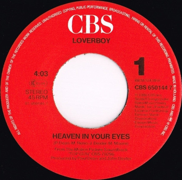 Loverboy : Heaven In Your Eyes (7", Single)