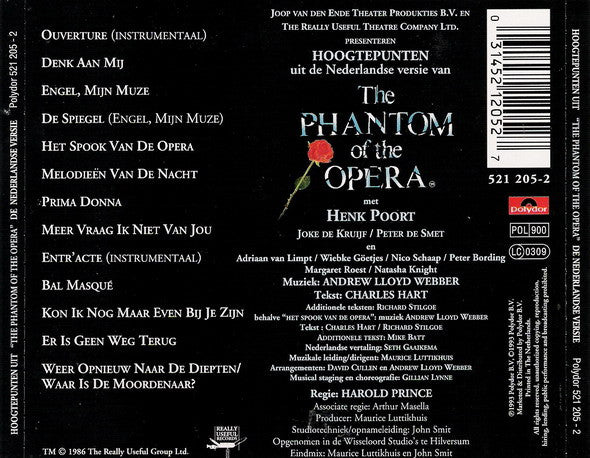 Henk Poort, Joke de Kruijf, Peter de Smet : Hoogtepunten Uit The Phantom Of The Opera (De Nederlandse Versie) (CD, Album)