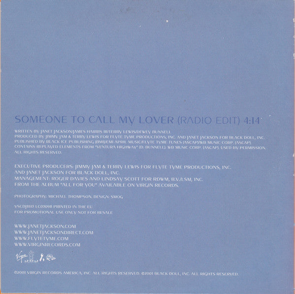 Janet Jackson : Someone To Call My Lover (CD, Single, Promo, Car)