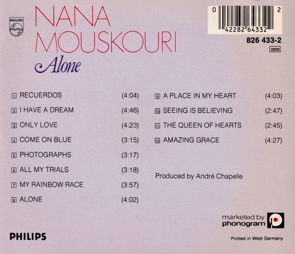 Nana Mouskouri : Alone (CD, Album)