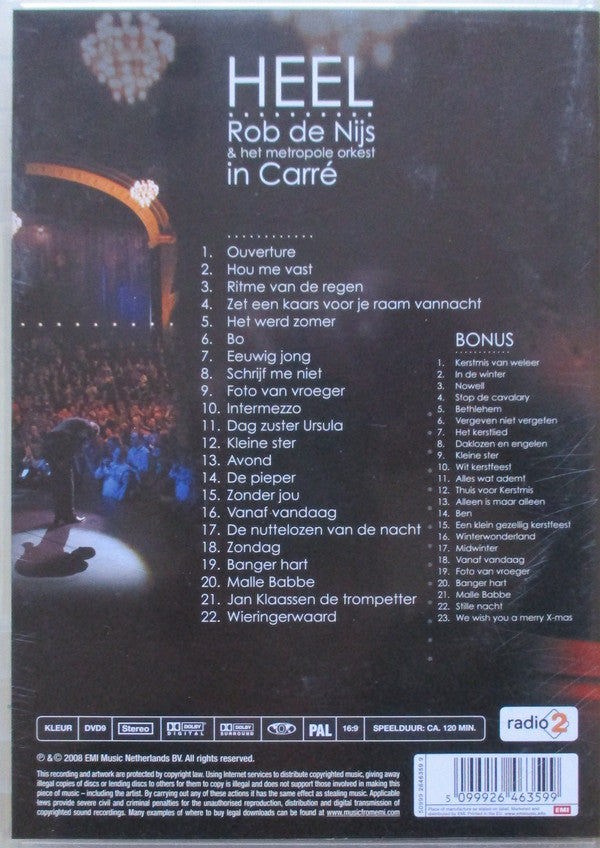 Rob de Nijs & Metropole Orchestra : Heel ... Rob de Nijs & Het Metropole Orkest In Carré (2xDVD-V, Album, S/Edition, PAL)