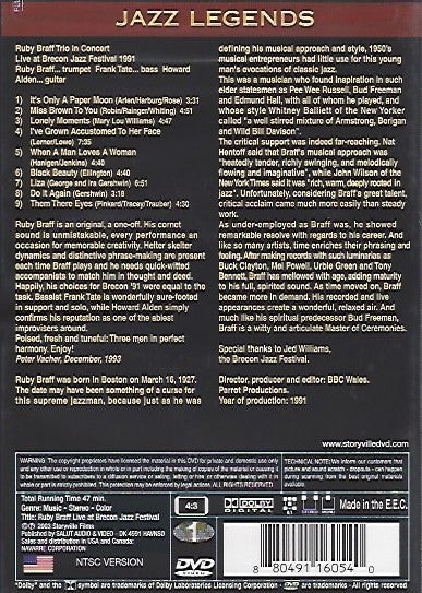 The Ruby Braff Trio : In Concert Live At Brecon Jazz Festival 1991 (DVD-V, RE, NTSC, Dol)