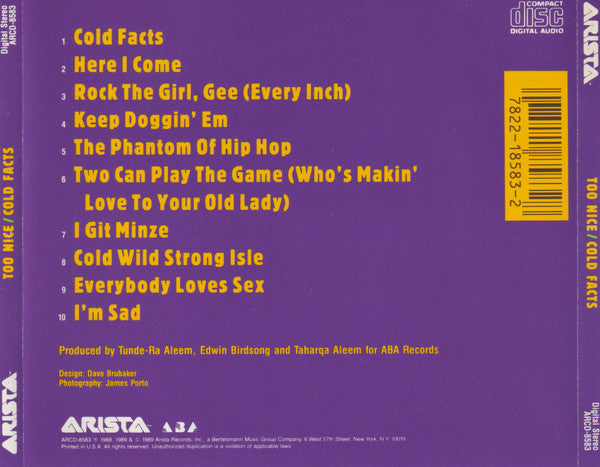 Too Nice : Cold Facts (CD, Album)