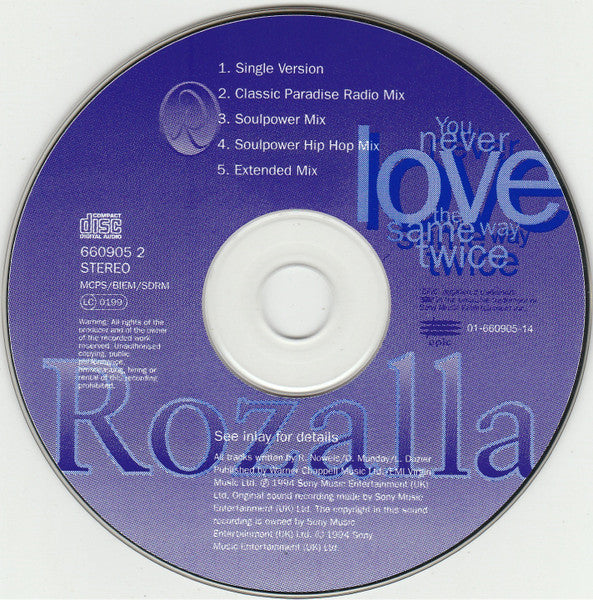 Rozalla : You Never Love The Same Way Twice (CD, Maxi, Single)