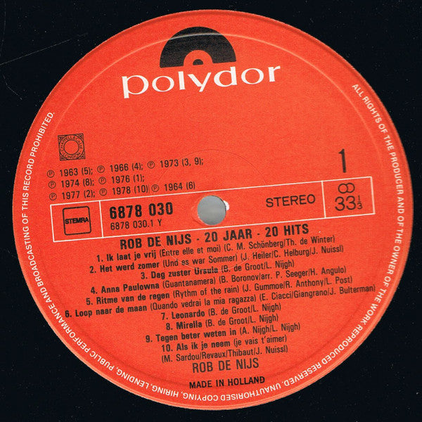 Rob de Nijs : 20 Jaar - 20 Hits (LP, Comp)