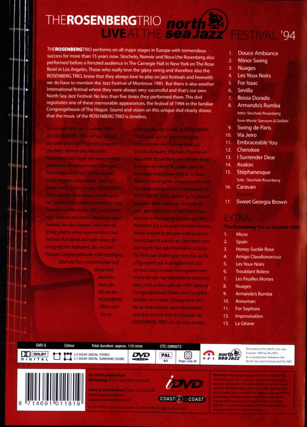 The Rosenberg Trio : Live At The North Sea Jazz Festival '94 (DVD-V, PAL)