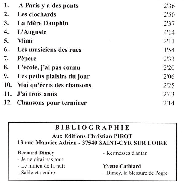 Bernard Dimey : L'Encre D'Après Minuit (CD, Album)