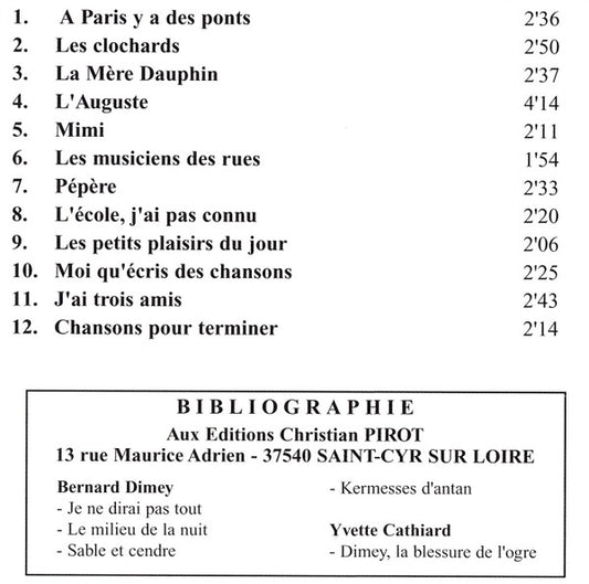 Bernard Dimey : L'Encre D'Après Minuit (CD, Album)