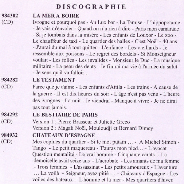 Bernard Dimey : L'Encre D'Après Minuit (CD, Album)