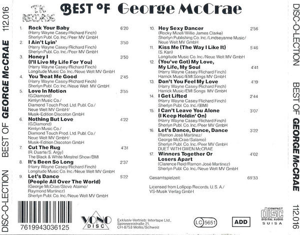 George McCrae : The Best Of George McCrae (CD, Comp)