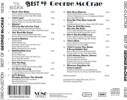 George McCrae : The Best Of George McCrae (CD, Comp)