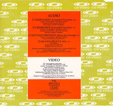 Wet Wet Wet : Temptation (CDV, 5", Single, PAL)