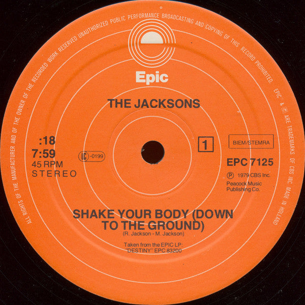 The Jacksons : Shake Your Body (Down To The Ground) (12", Maxi)