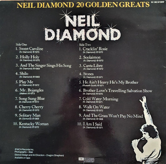 Neil Diamond : 20 Golden Greats (LP, Comp)