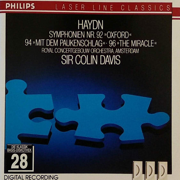Joseph Haydn, Sir Colin Davis, Concertgebouworkest : Symphonien Nr. 92 »Oxford« ∙ 94 »Mit Dem Paukenschlag« ∙ 96 »The Miracle« (CD, Comp)