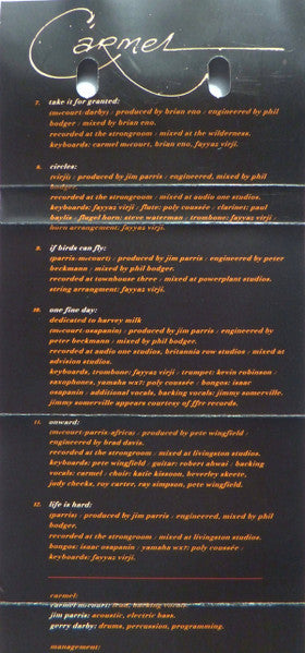 Carmel (2) : Set Me Free (Cass, Album)