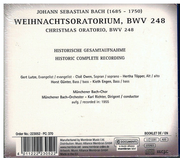 Johann Sebastian Bach - Münchener Bach-Chor, Münchener Bach-Orchester, Karl Richter : Weihnachtsoratorium = Christmas Oratorio (3xCD, Album, RE, Dig)