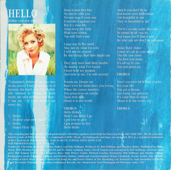 Christina Aguilera : Hello (Follow Your Own Star) (CD, Single, Promo)