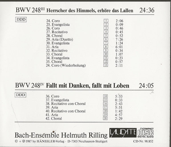 Johann Sebastian Bach / Bach-Ensemble, Helmuth Rilling : Bach: Weihnachtsoratorium Vol. 2 (III und IV) (CD, Album)