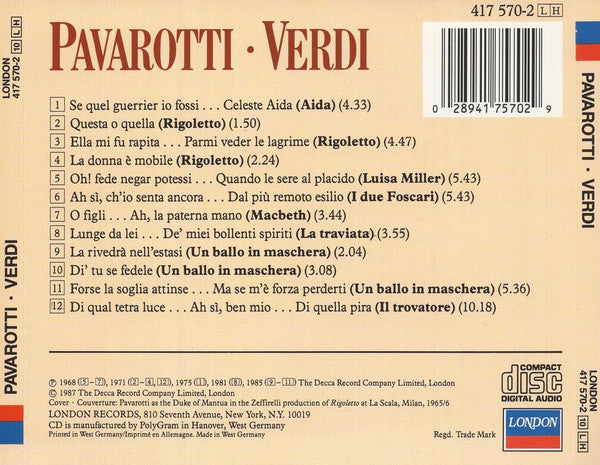 Luciano Pavarotti / Giuseppe Verdi : Pavarotti / Verdi (CD, Comp)