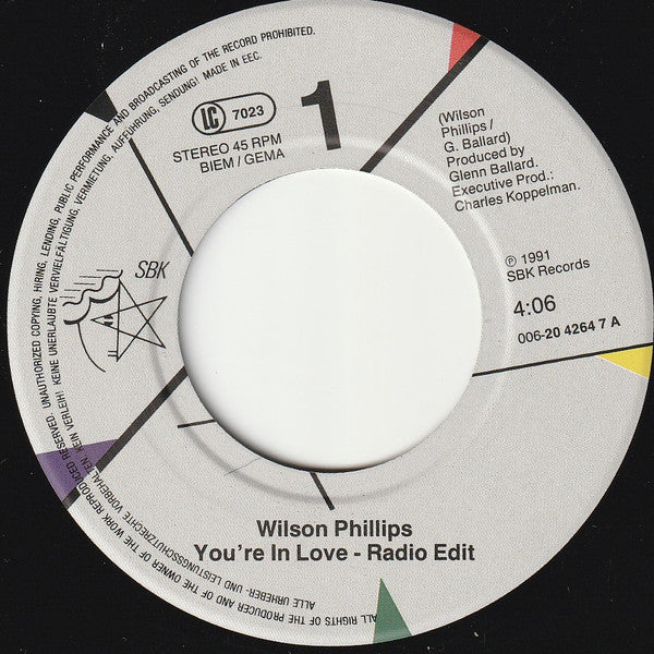 Wilson Phillips : You're In Love (7", Single)