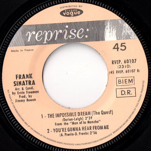 Frank Sinatra : The World We Knew (7", EP)
