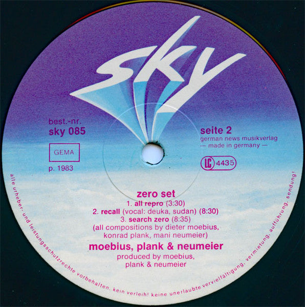Dieter Moebius - Conny Plank - Mani Neumeier : Zero Set (LP, Album)