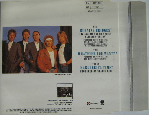 Status Quo : Burning Bridges (On And Off And On Again) (CD, Single)