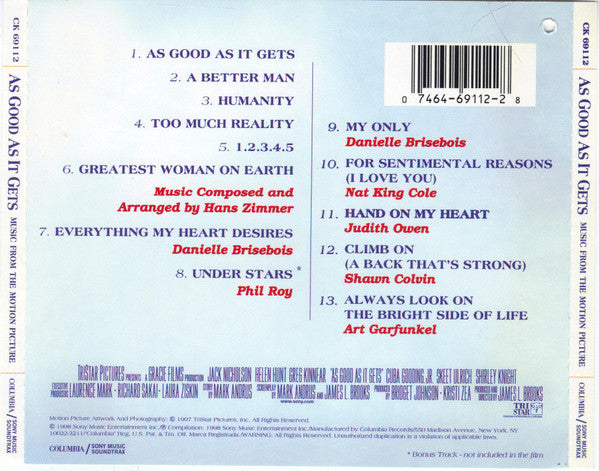 Various : As Good As It Gets (Music From The Motion Picture) (CD, Comp)