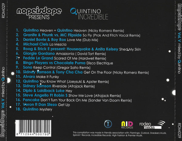 Various : Nope Is Dope Vol. V Presents Quintino (CD, Comp, Mixed)