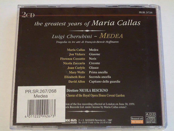 Luigi Cherubini - Maria Callas, Nicola Rescigno : Medea (2xCD, Album, RE, RM)